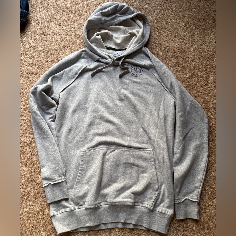 Gymshark Hoodie Mens medium Legacy Fitness‎ Slim Fit Raw Edge Gray
